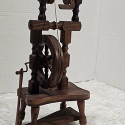 Vintage Small Wooden Spinning Wheel