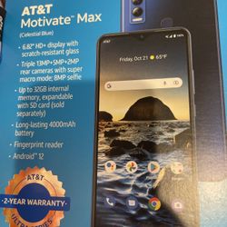 Brand NEW AT&T Motivate Max 32GB Celestial Blue AT&T Prepaid Smartphone