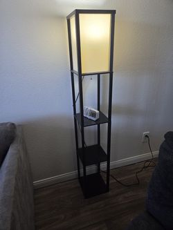 2 lights with 2 shelves.
