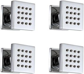 iOrange 4Pcs Chrome Solid Brass Square Water Saving In-Wall Body Sprays Spa Jets
