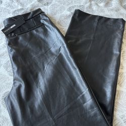 New Fashion Nova Black Faux Leather Trousers 