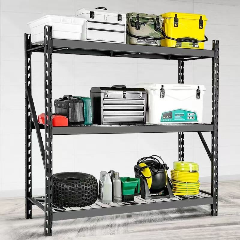 Garage Storage Shelves - Heavy Duty 72”H x 77”W x 24”D Adjustable 3-Tier Metal Shelving Rack, 6000LBS Capacity $170 