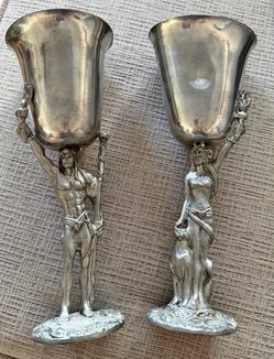 K. Dopita Studio Maiden II & Warrior II Pewter Goblets Limited Edition 136/300 148/300