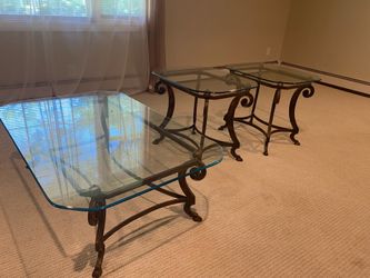 Iron and glass living room tables