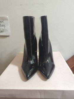 Patent Leather Zip Back Boots 8