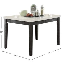 54x54 Marble Square Table With Dark Oak Legs