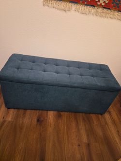 Teal green storage bench