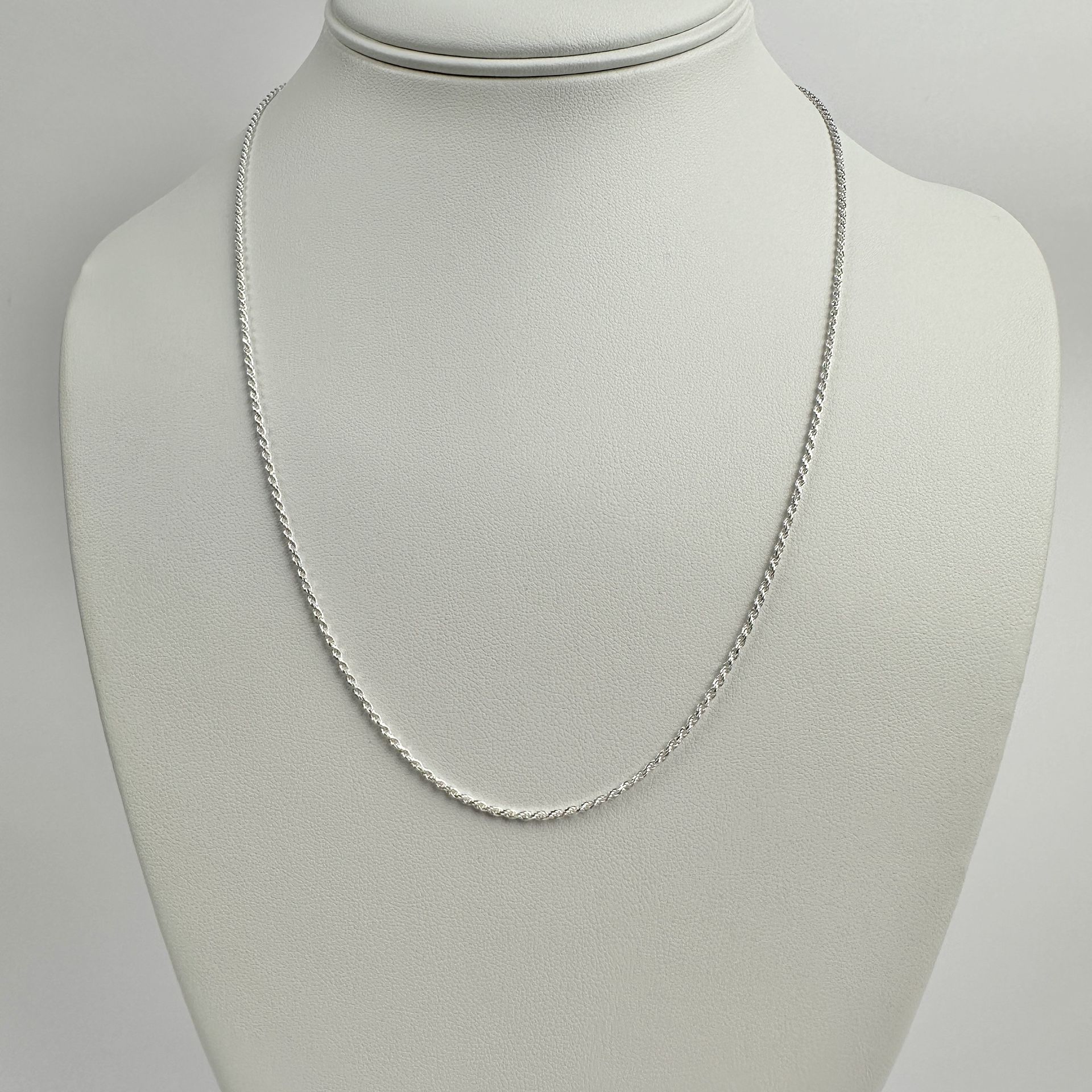 Silver Chain Solid .925 Sterling Silver Diamond Cut Rope Chain 1.5mm 20 Inches Stamped .925 Italy