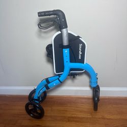 Blue Folding Walker with Wheels – Unused