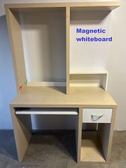 Computer Desk with Magnetic Whiteboard Hutch