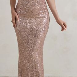 $35 Champagne colored sequence Gown