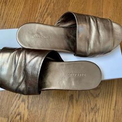 Roberto Del Carlo Gold Leather Slides Size 6.5