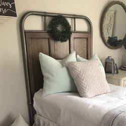 Wood And Metal Twin Headboard Bedroom Modern Farmhouse Decor 