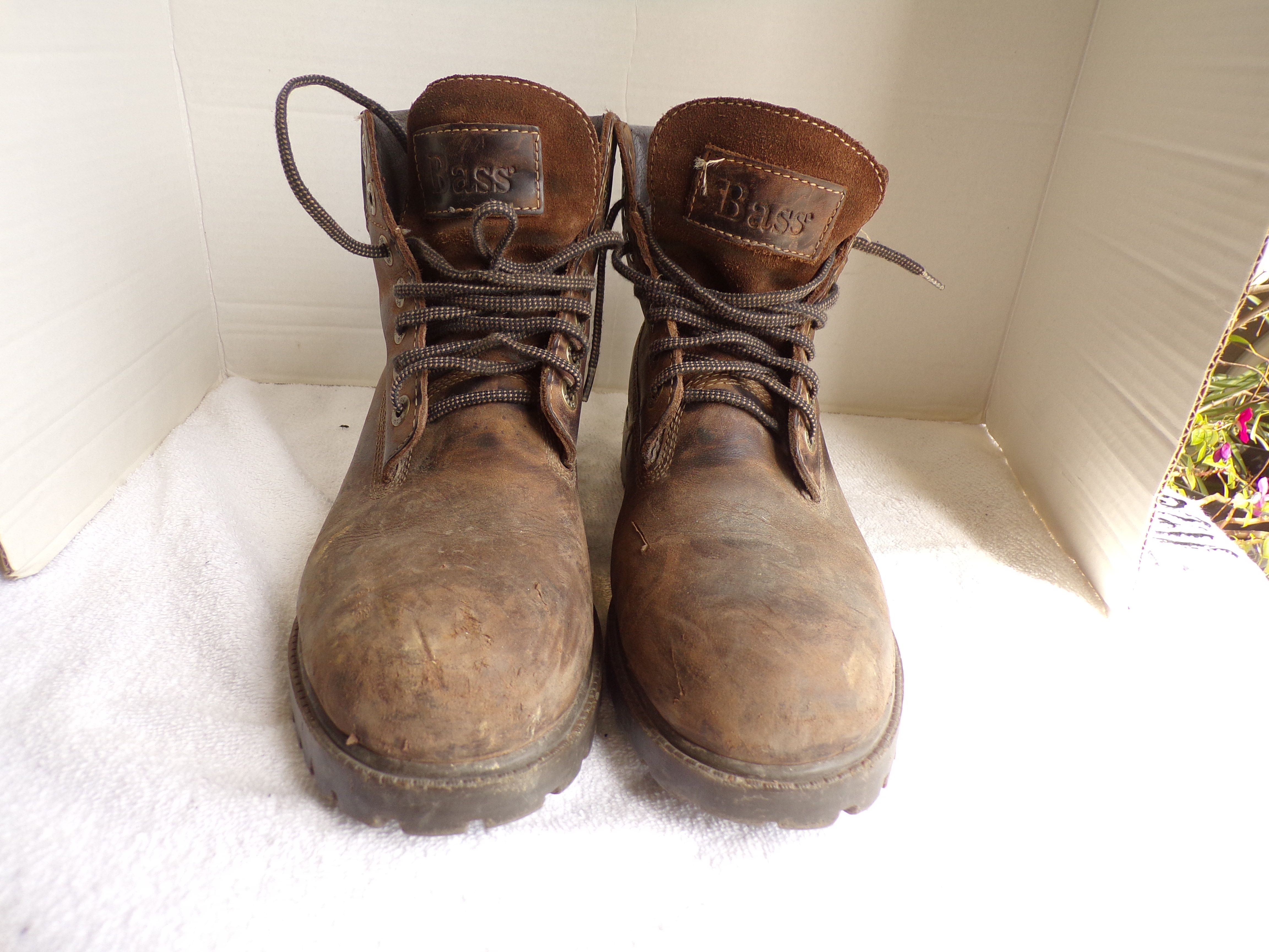 Bass Brown Thick Leather Water Proof Work Boots Size 9.5