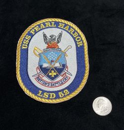 USS Pearl Harbor LSD-52 Ship Patch. U.S. Navy Amphibious Dock Landing Ship Crest