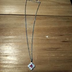 Exquisite Orient Ruby Sterling Pendant With Necklace