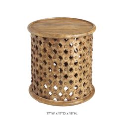 World Market Moroccan Wood Drum Side Table 