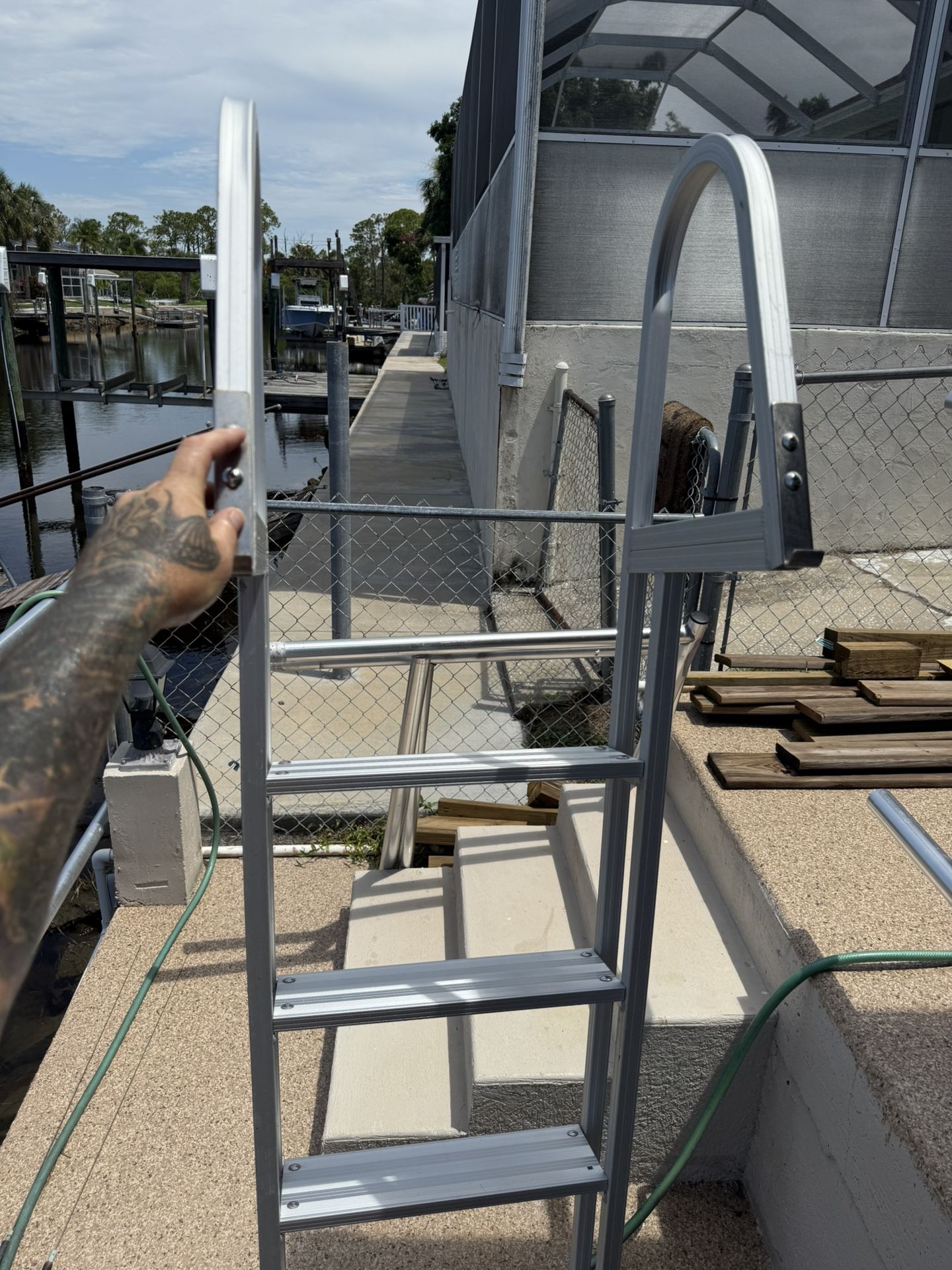 Aluminum Ladder And Fishing Pole Racks