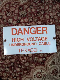 Vintage - TEXACO - HIGH VOLTAGE PORCELAIN SIGN
