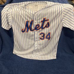 XL BDA MLB New York Mets #34 Syndergaard 100% Polyester Button Down Baseball Jersey Shirt