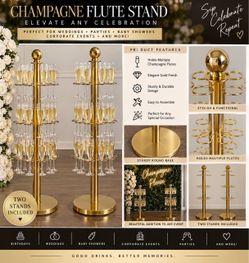 Gold Champagne Flute Display Stands – Set of 2