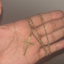 14K ROPE / CROSS SET
