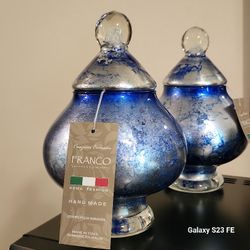 FRANCO ITALIAN DESIGN BLUE GLASS