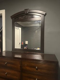 Dark wood dresser mirror