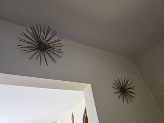 Pair of Mid-Century Style Metal Starburst Wall Decorations