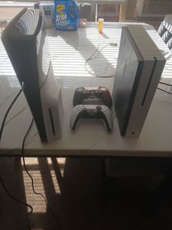 PS5 and Xbox One S with Two Controllers