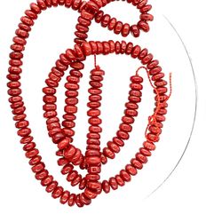 Lot Of Red Coral Disc Beads 