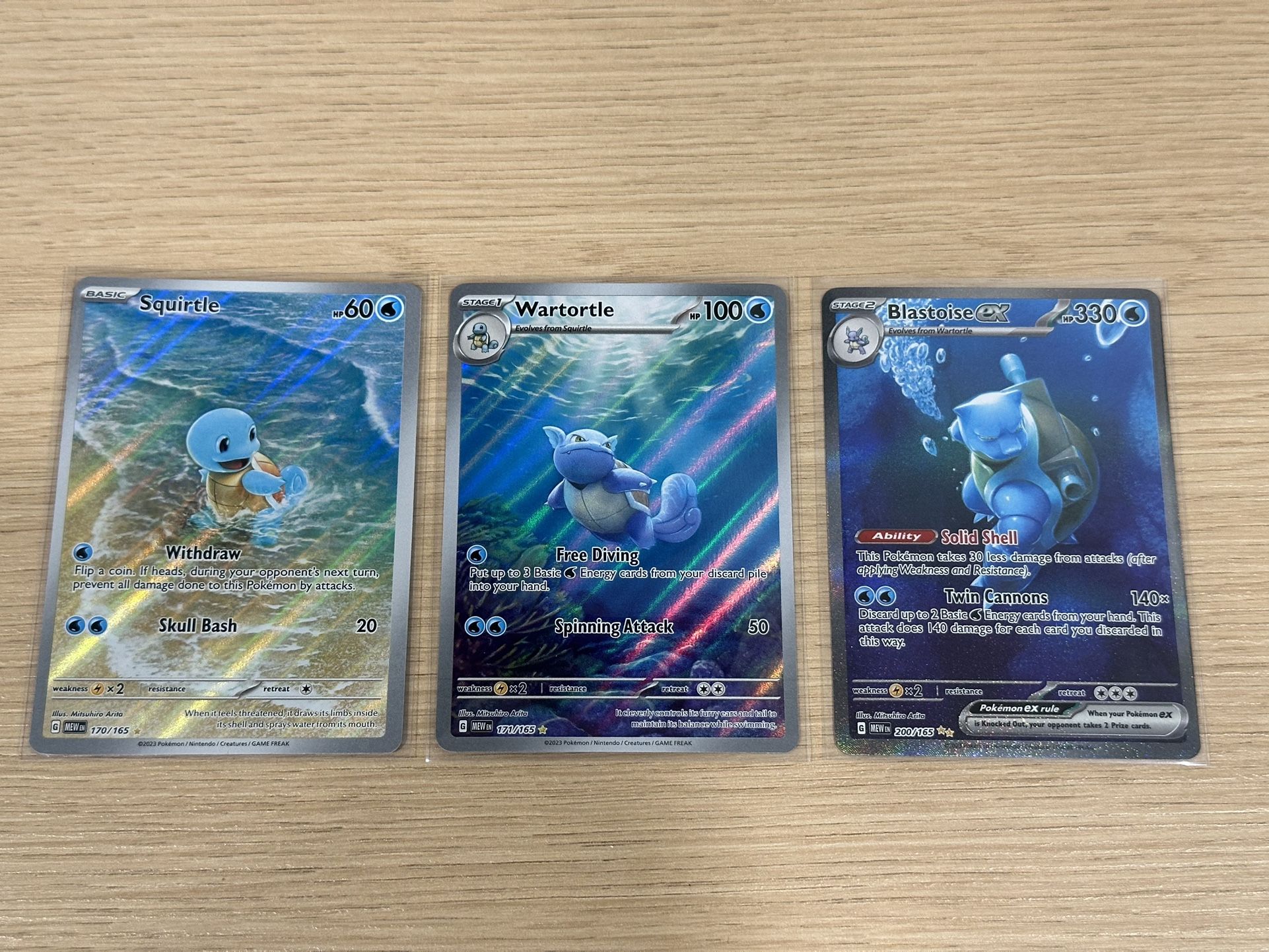 Complete Squirtle Evolution Trio – Squirtle, Wartortle, Blastoise EX 151 Set
