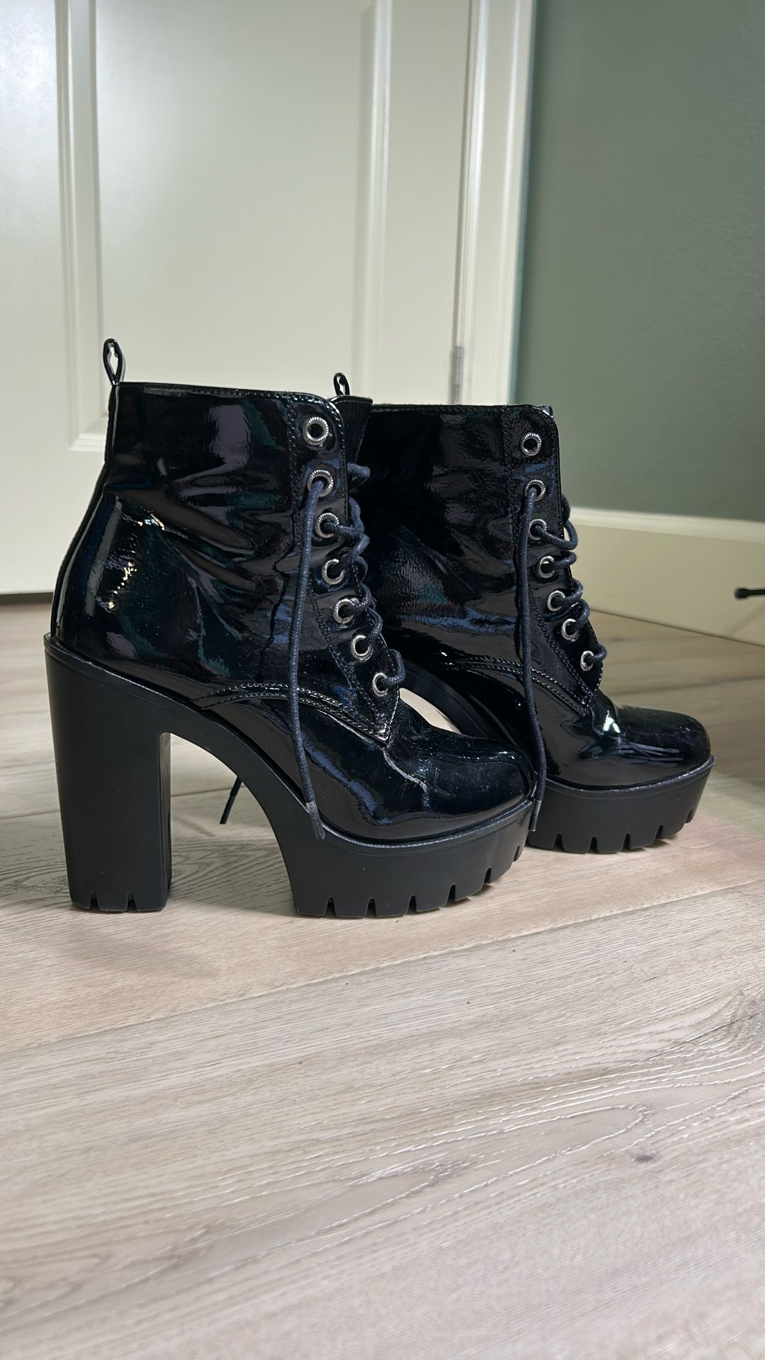 Patent Black Boots