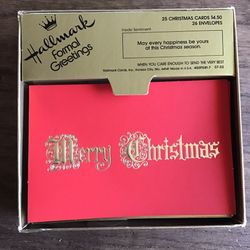 Vintage Hallmark Red & Gold Retro Christmas Cards (14 Cards & Envelopes)
