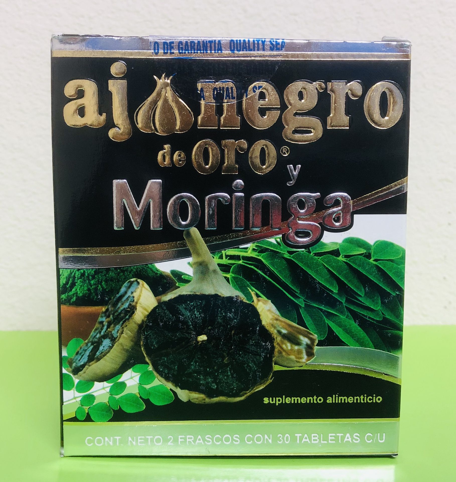 Ajo negro de oro y moringa 2 frascos de 30 tabletas
