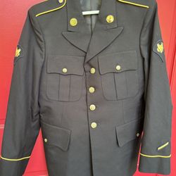 US Army Service Uniform ASU Dress Blue 450 Coat Jacket Military Enlisted, size 38 RC