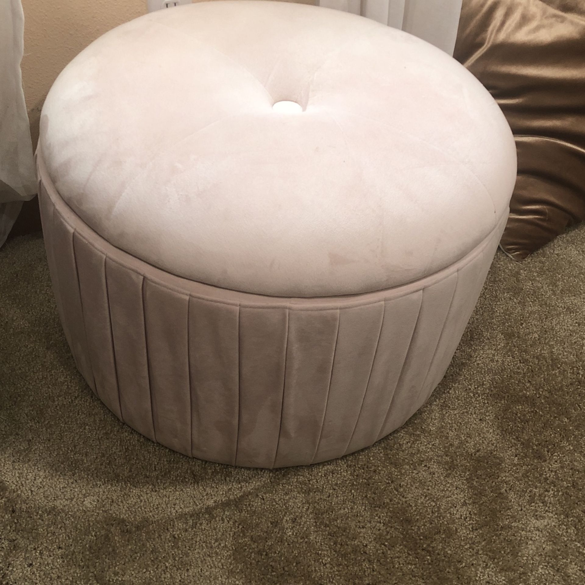 Blush Pink Velvet Ottoman