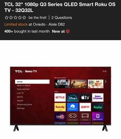 TCL 32in Smart Tv new 2 available