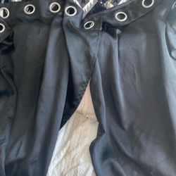 2pc Solid Black Curtains 