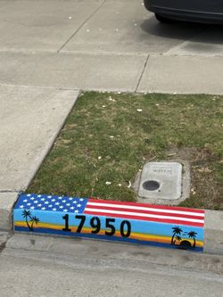 American Flag And Sunset Combo Curb Numbers 