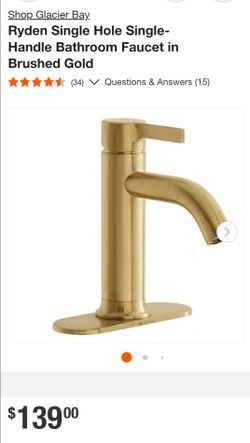 55% OFF - Glacier Bay Ryden Single Hole Bathroom Faucet Brushed Gold