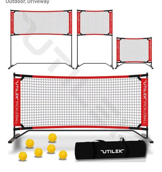Mini Pickleball Dink Net, Small Size Set 4ft + 7ft, Paddles, Court Markers, 6 Balls, Bag, Rebounder Practice Trainer- New