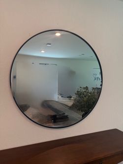 48 Inch Round Oversized Black Metal Accent Mirror