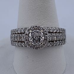 14k white gold 1.67ct  crown of light diamond ring set size 8.75