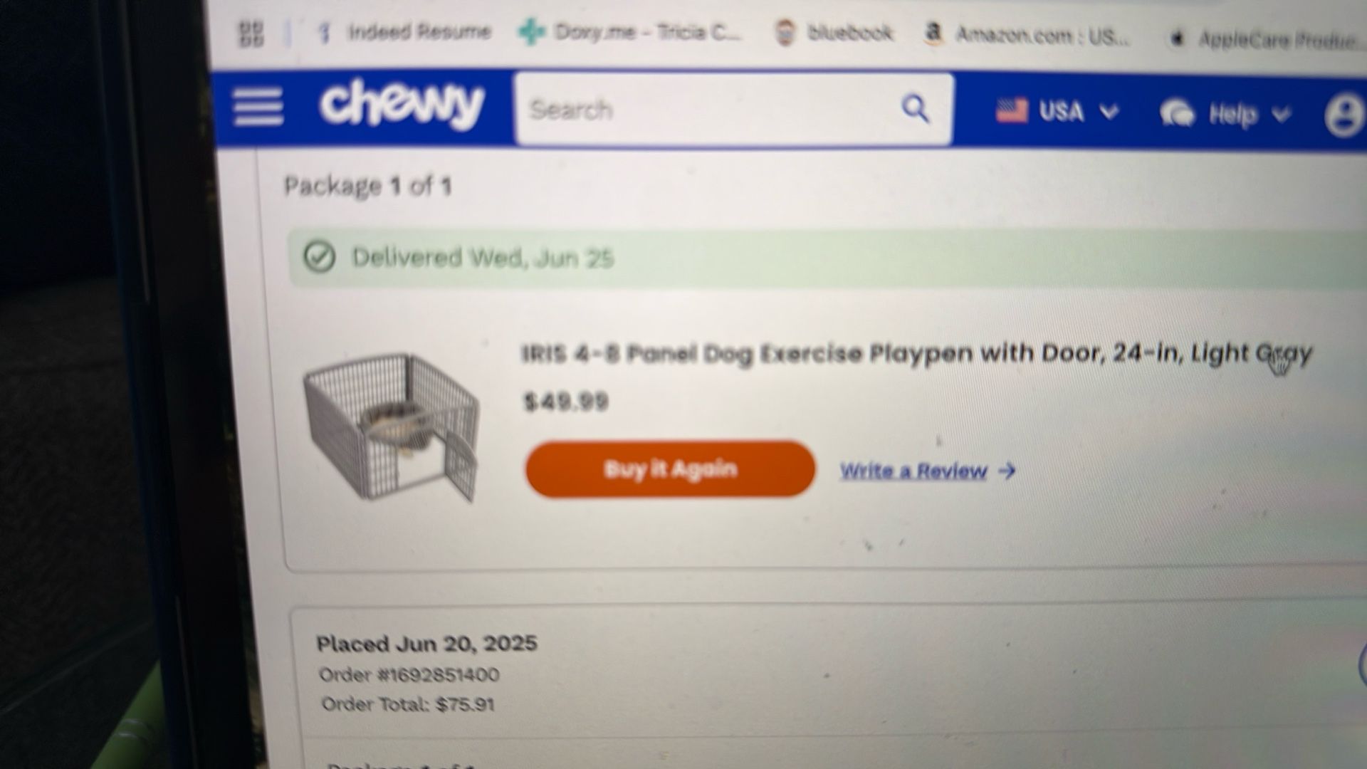 Four panel dog exercise playpen with door