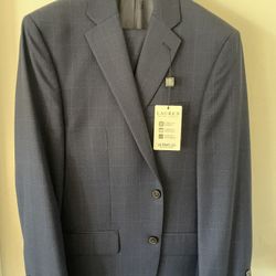 Ralph Lauren Ultraflex Tailored Fit Suit 40R / 34W – Blue Windowpane 70% Wool