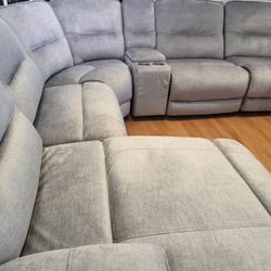 6 PIECE NEW SILVER SECTIONAL POWER OPERATED 