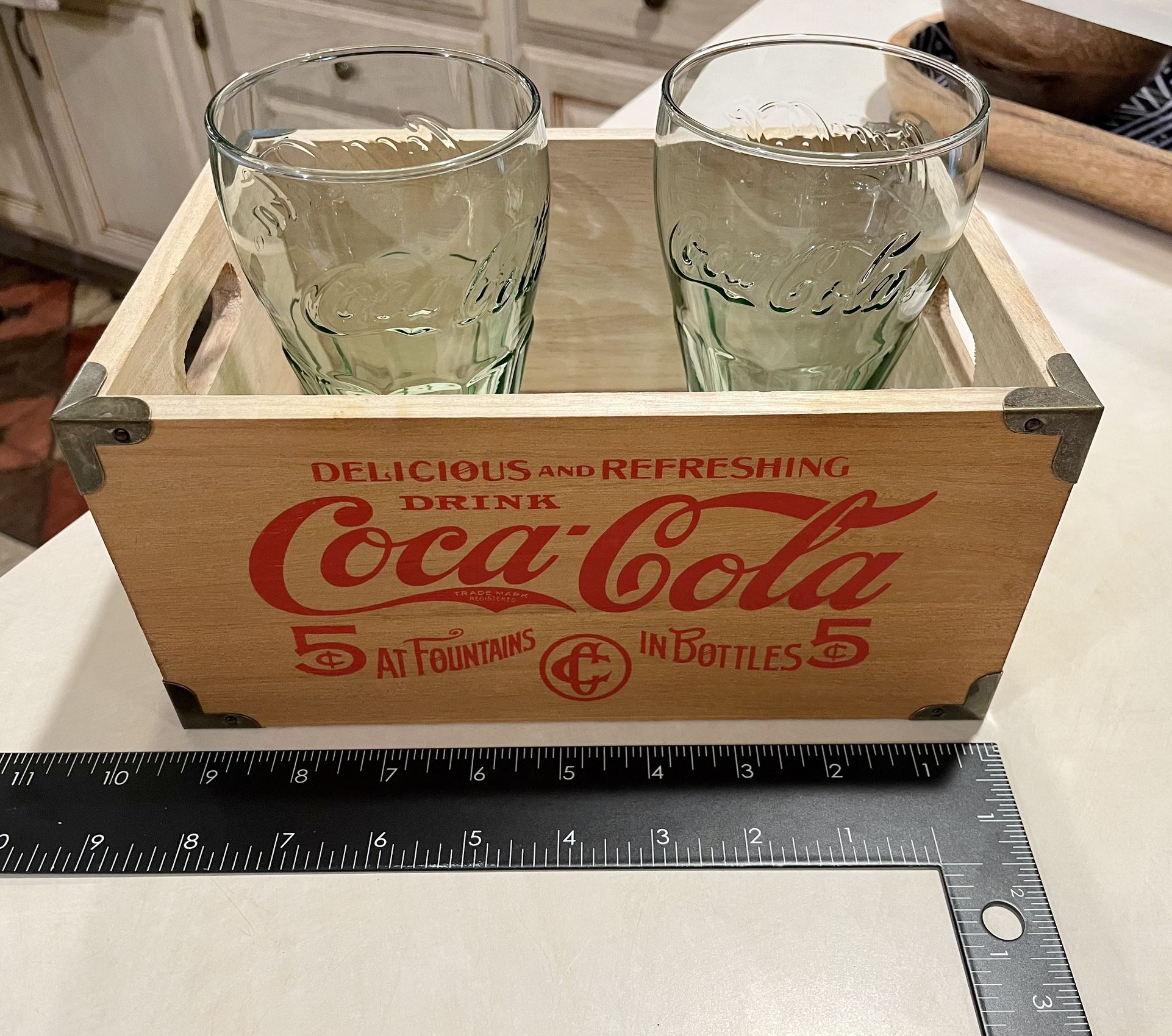 Coca-Cola Crate & 2 New Coke Glasses