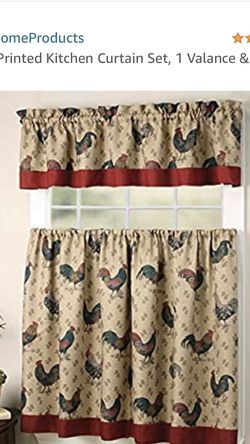 Rooster Kitchen Curtain Valance 3 Piece
