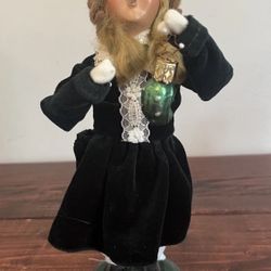 Byers' Choice The Carolers Girl Carrying Pickle Ornament Signed 1999 Vintage